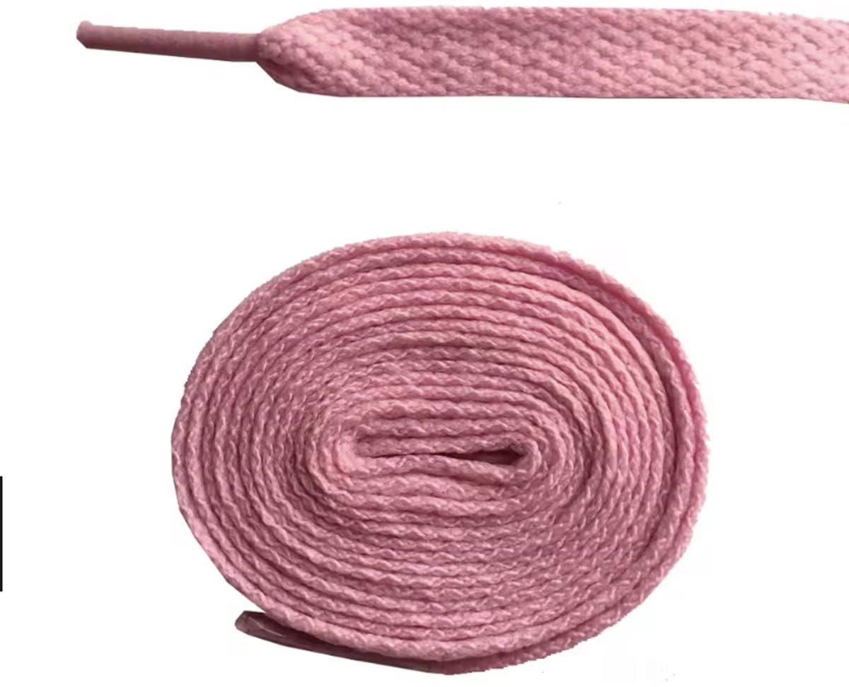 Dailygoods - Lichtroze Veters - 2 Paar Plat 100cm - Roze Schoenveters voor Sneakers
