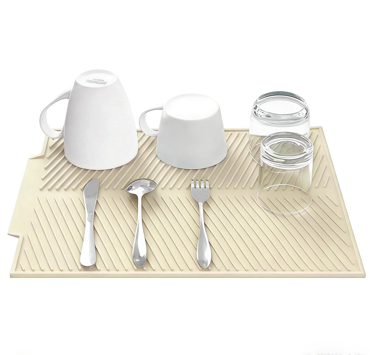 Dailygoods - Siliconen Afdruipmat Crèmewit 50 x 40 cm - Hittebestendige Droogmat