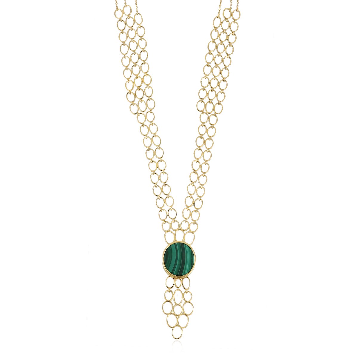 Cavill - Verguld 925 Sterling Zilver Halsketting met 4,5 ct Ovale Malachiet uit Congo - Elegante Groene Edelstenen Ketting voor Dames - Luxe Sieraad