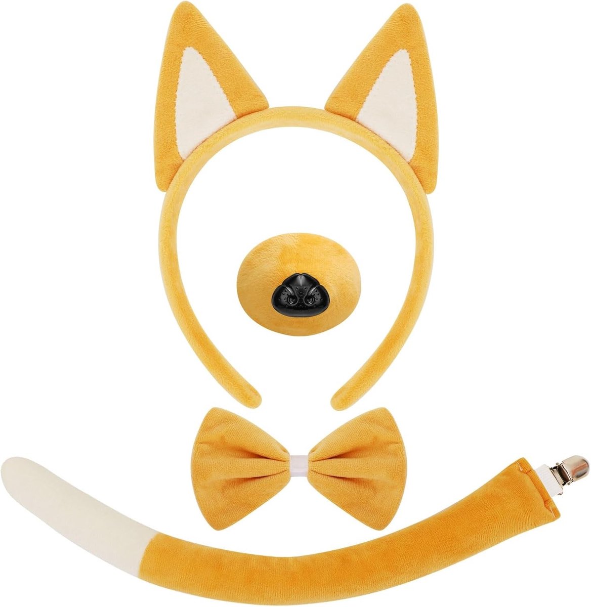 Carnaval Kostuum voor Teckels voor Volwassenen en Kinderen met Strik, Neus, Oren en Staart voor Halloween en Cosplay Feestjes