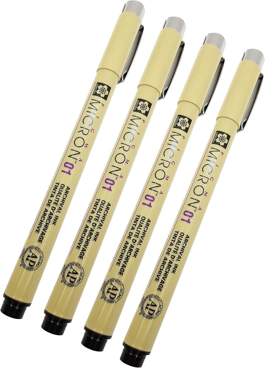 Thijox - Pigma Micron Penset 4 Stuks, Fijne Zwarte Inkt, Perfect voor Tekenen, Schrijven en Creatieve Projecten, Ideaal voor Kunstenaars en Hobbyisten