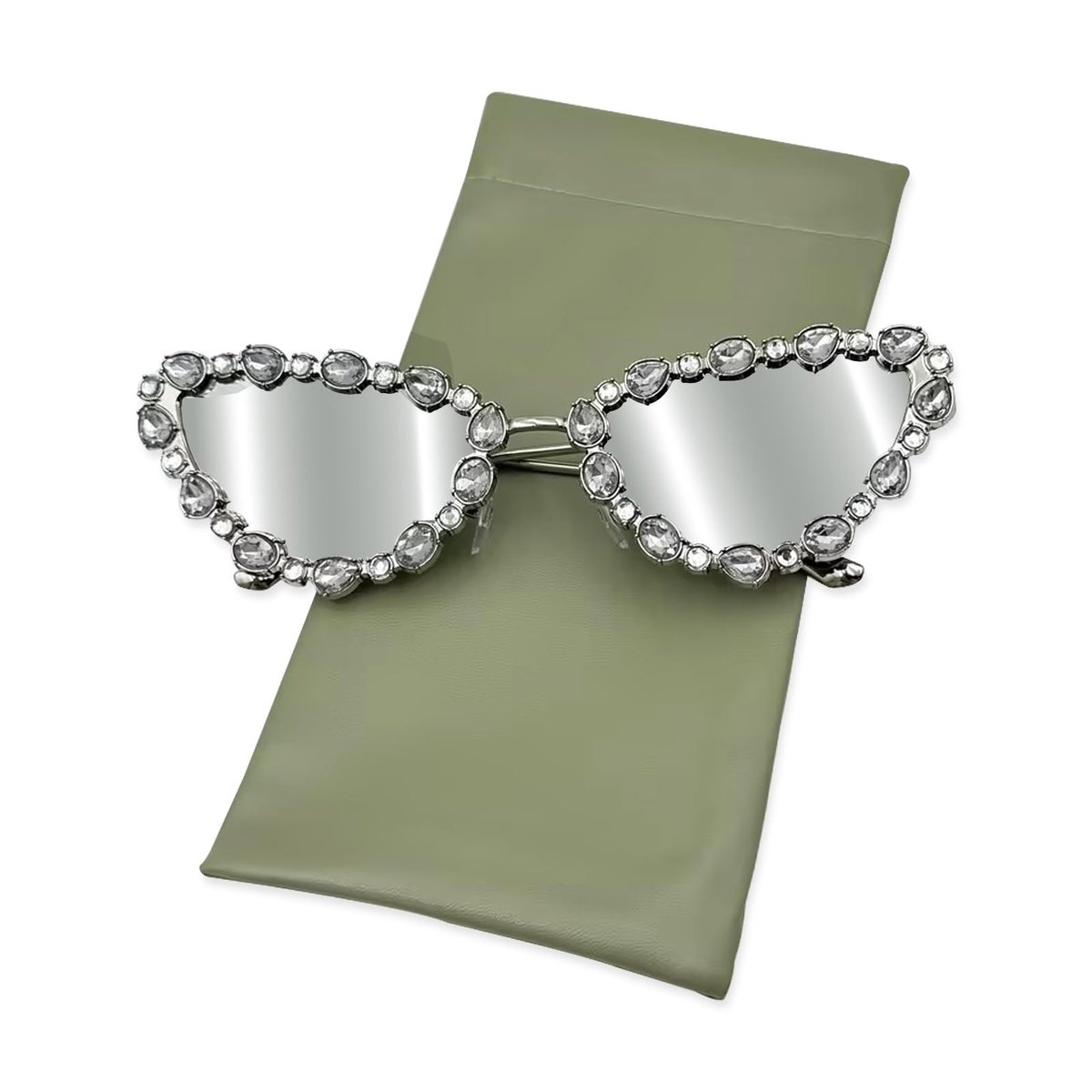 Dailygoods- Zonnebril Dames Gepolariseerd - Vintage Zonnebril - UV400 Bescherming - Brillenkoker - Strass Versiering - Antireflecterend - Zonnebrillen