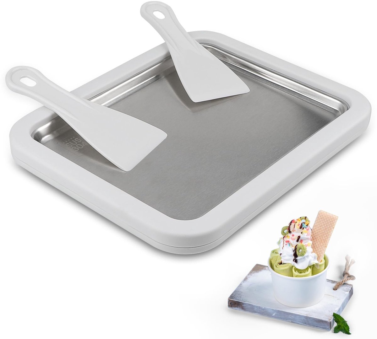 Dailygoods- IJsrollermaker Roestvrij Staal - IJsplaat - IJsrolls Machine - Zelfgemaakte Eetijs - Voor Bevroren Yoghurt - Lichtgewicht Design