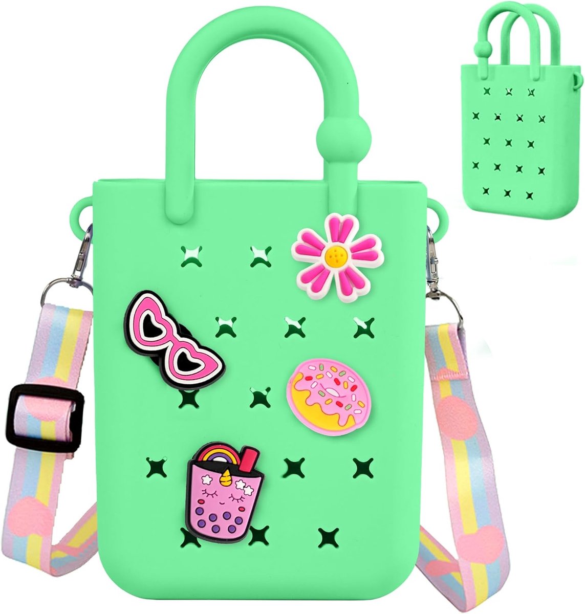 Mini rubber tote bag - EVA waterdichte strandtas - silicone gaten - perfect voor reizen - SnelShoppen