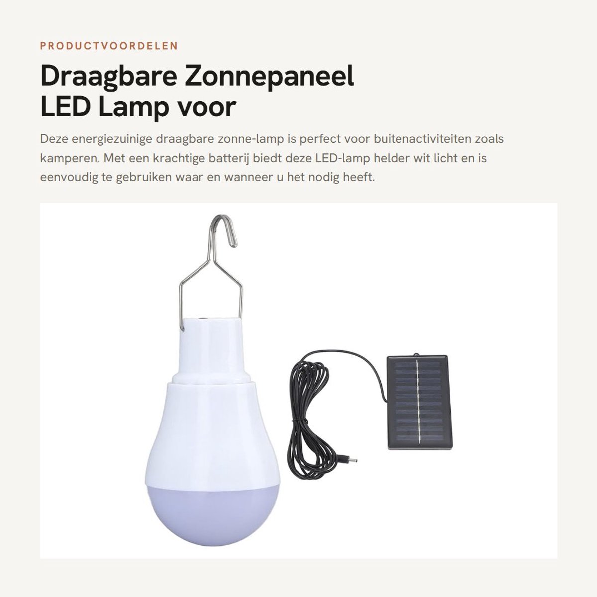 Dailygoods- Zonne-lamp Energiezuinig - Draagbare Zonne-lampen - LED Noodlamp - Zonnepaneel - Campinglicht - 500 mAh Batterij - Tuinverlichting