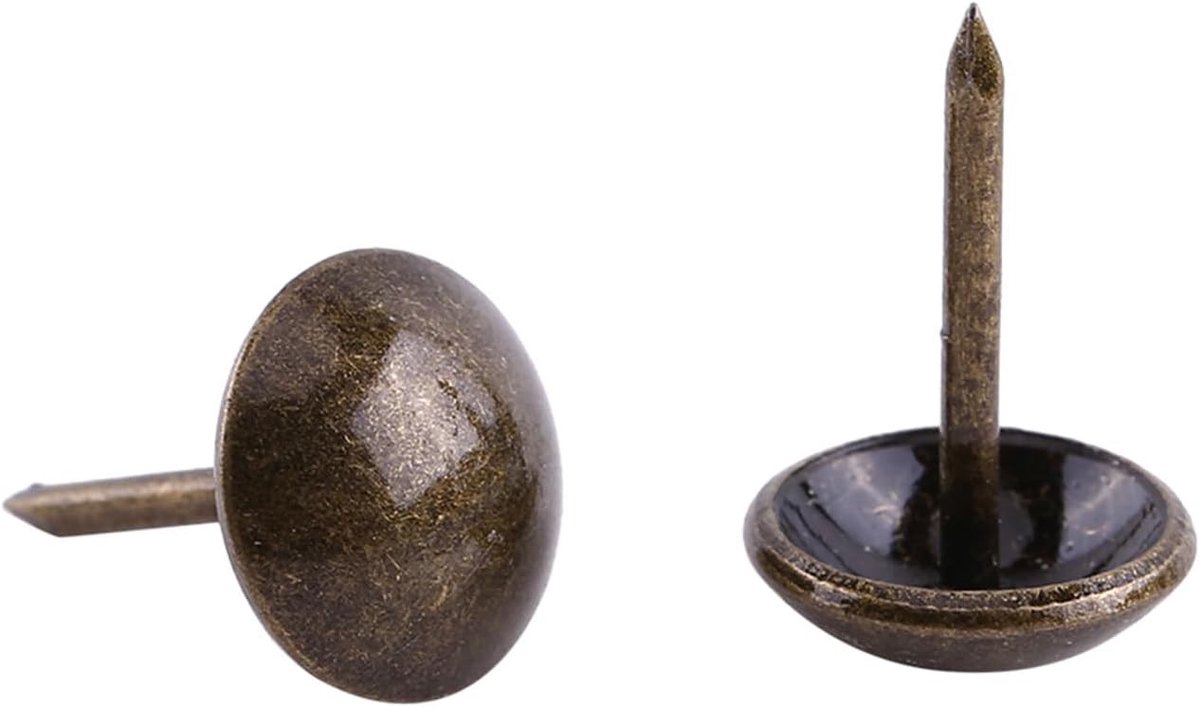 100 Stuks Antieke Meubelstuds voor Bekleding - Decoratieve Spijkers voor Sofa en Schoenhouder van Metaal (11 x 17 mm)