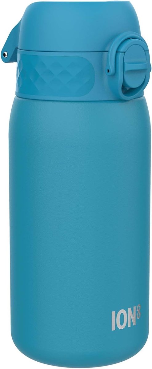 Thijox - Lichtgewicht Stalen Kinderwaterfles 400 ml - Lekvrij, Makkelijk te Openen, Veilig met Vergrendeling, Vaatwasserbestendig, Duurzaam en Blauw -
