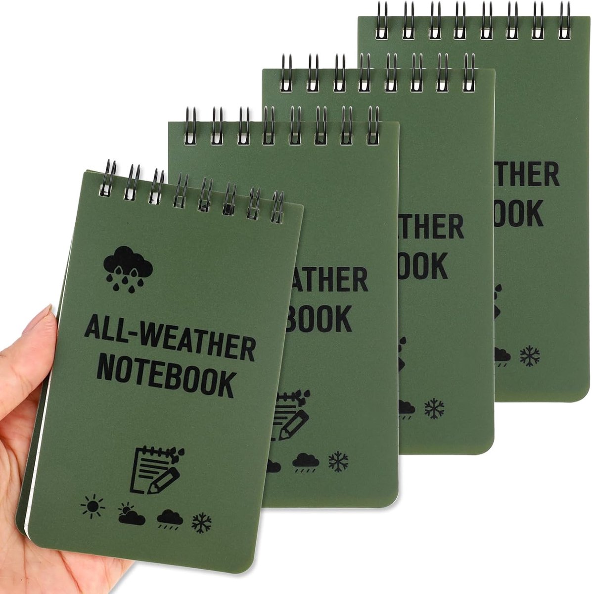 Thijox - 4-pack Mini Waterdichte Notitieboekjes A7, Weerbestendige Zak Notitieblokken met Bovenspiraal, Ideaal voor Outdoor Activiteiten, Kantoor en C