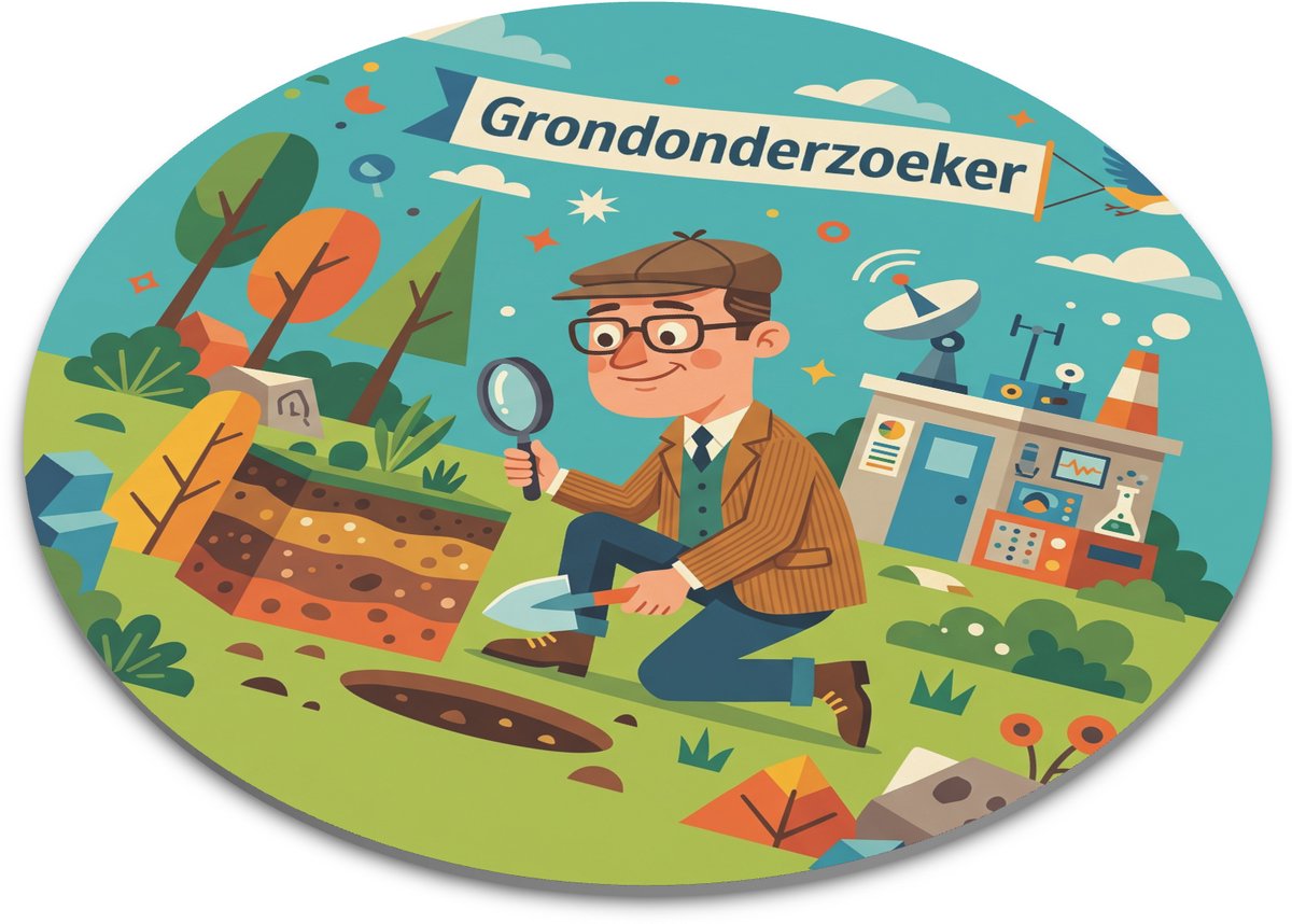 Ronde Muismat Grondonderzoeker Wetenschap & Geologie Vintage Stijl Leerzaam Cadeau voor Onderzoeker en Geoloog