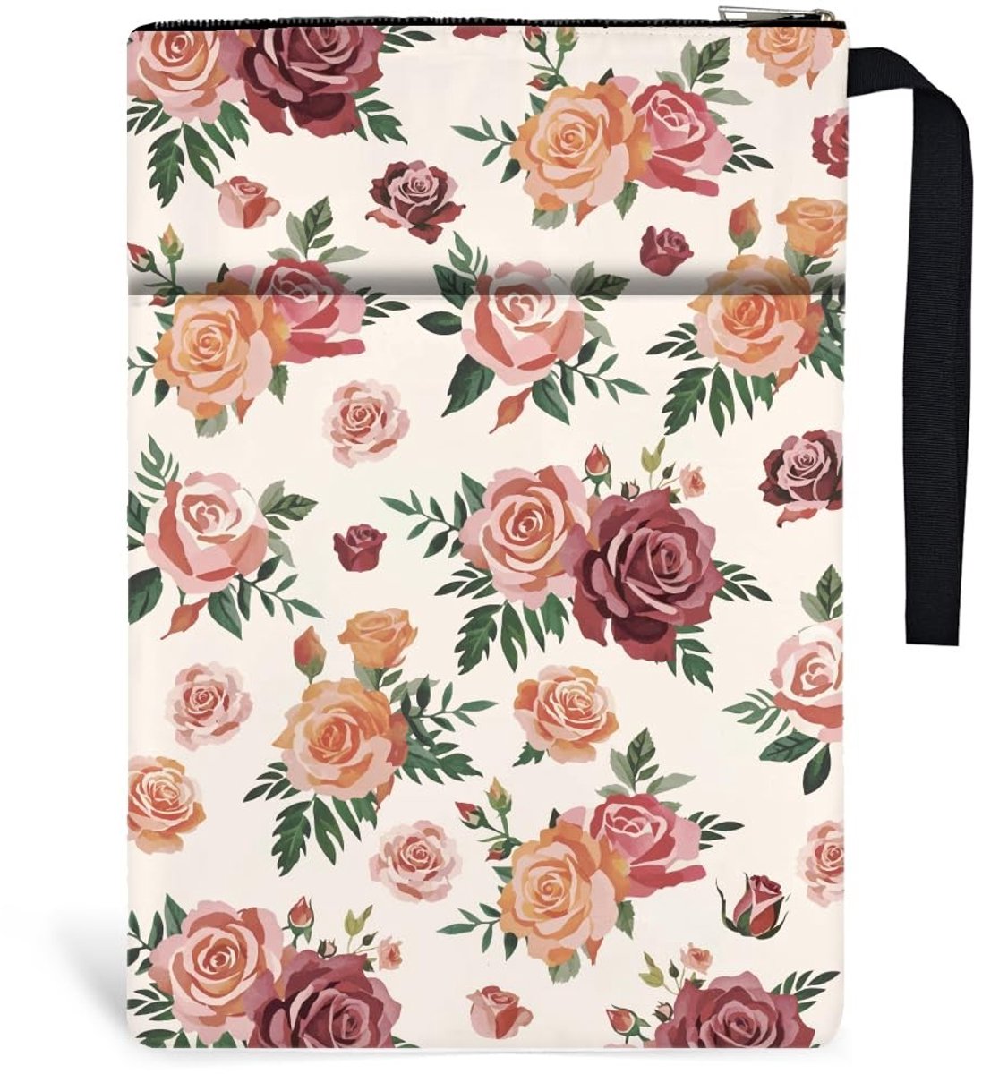 Inovra- Boekhoezen 2 stuks - Vintage Rozen Design - Polyester Beschermers - Met Rits en Voorzak - 34 x 24 cm - Verjaardagscadeau voor Studenten - Boekomslag