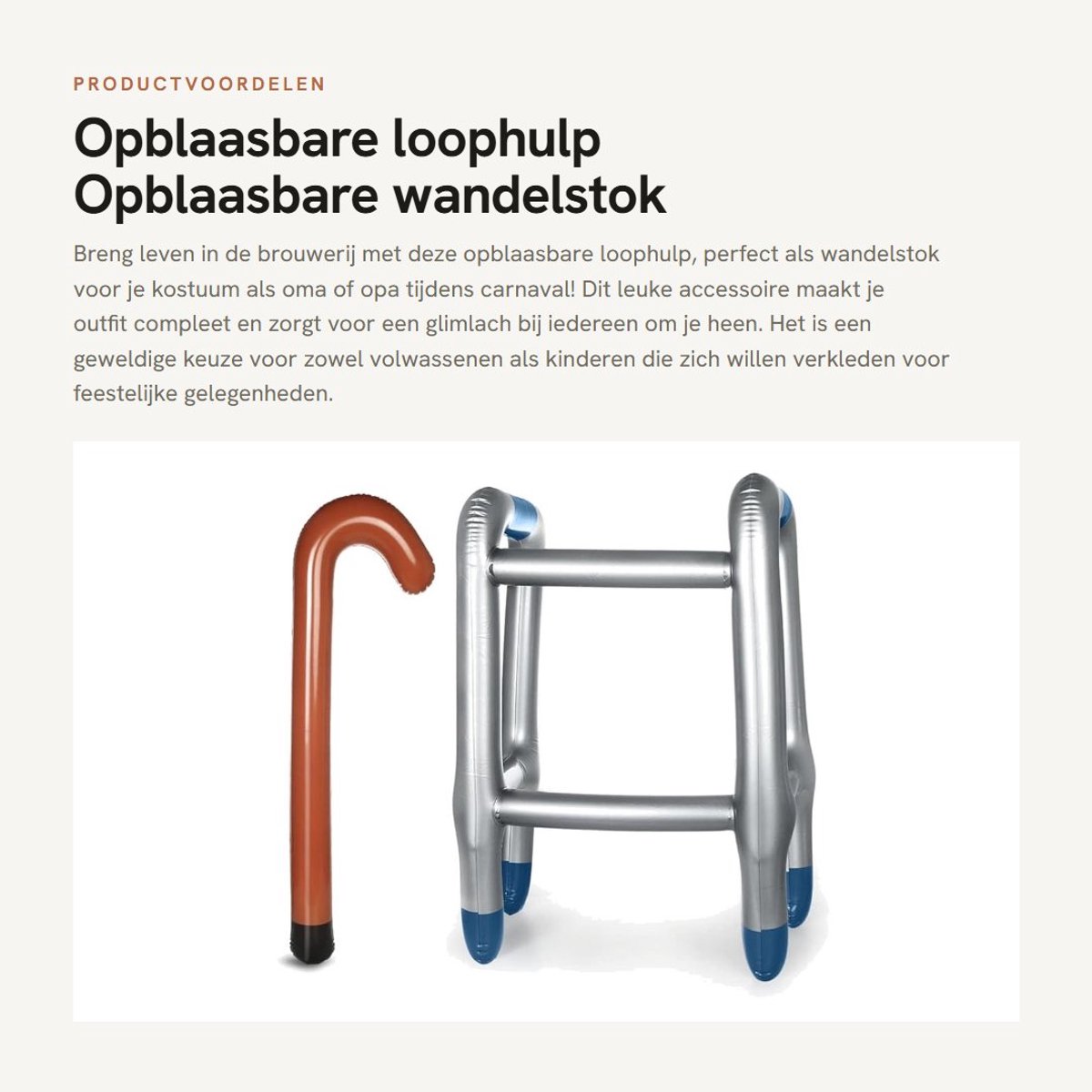 Inovra- Opblaasbare Loophulp - Opblaasbare Wandelstok - Kostuumaccessoire - Carnaval - Verstelbaar - Lichtgewicht