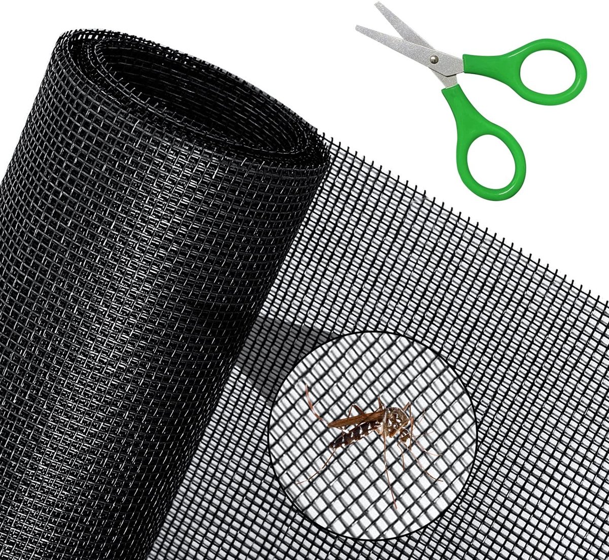 Dailygoods- Vliegengaas 120 x 250 cm - Insectenbescherming - Kattenrooster - PVC-gecoat Polyester - Doe-het-zelf - Zonder boren - Insectengaas