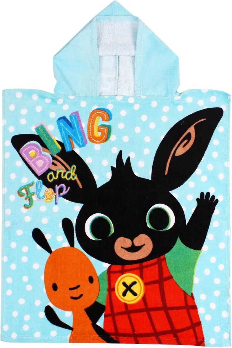 Thijox - Poncho Bing Haasje Handdoek met Capuchon voor Kinderen, 50 x 115 cm, Sneldrogend Katoen, Ideaal voor Zwembad, Strand en Bad