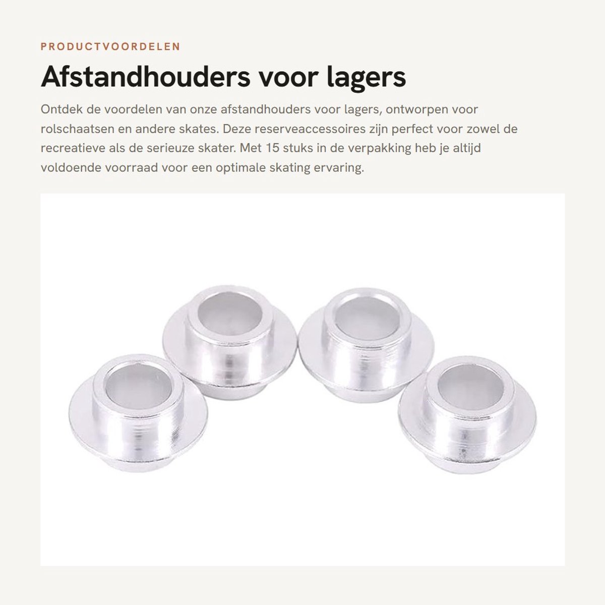 Dailygoods- Afstandhouders 15 Stuks - Roestvrij Stalen Glijders - Reserveaccessoires Rolschaatsen - Praktisch en Duurzaam - Binnendiameter 8 mm - Skate Onderdelen