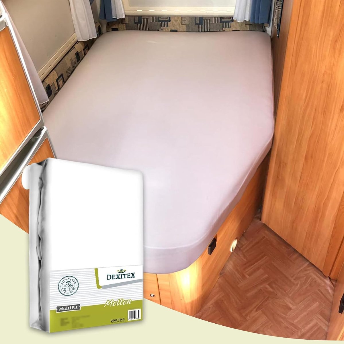 SnelShoppen - Molton Matrasbeschermer Hoek Rechts - Franse Matras - Caravan met Franse Bed - Voor Camper Bed - Oeko-TEX - 100% Katoen - Wit