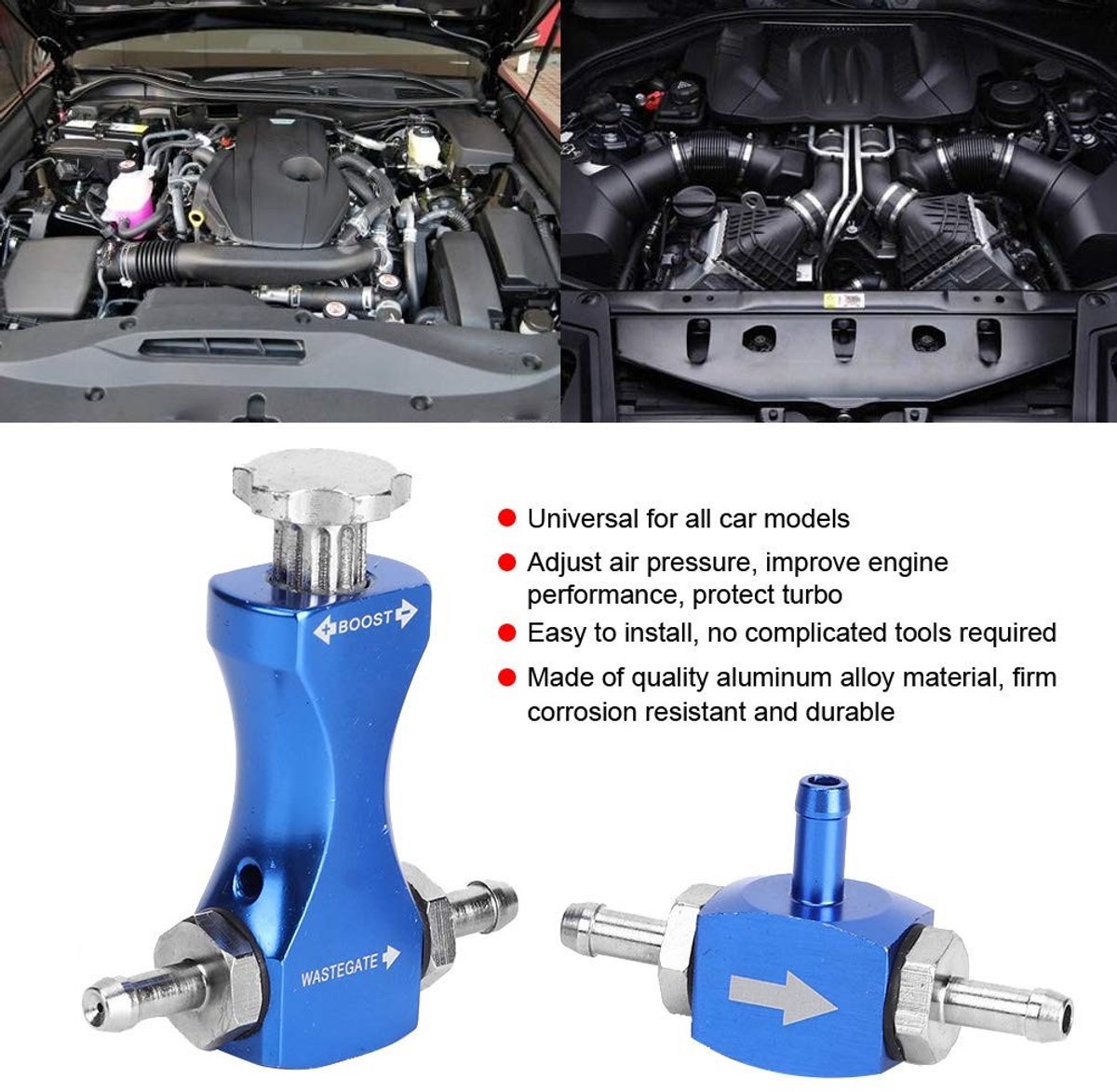 Dailygoods- Boostventiel handmatige turbo-controllerkit - Turbo boost-controller - Aluminiumlegering - Universeel voor alle automodellen - Inclusief montagetoebehoren - Hoogwaardige kwaliteit