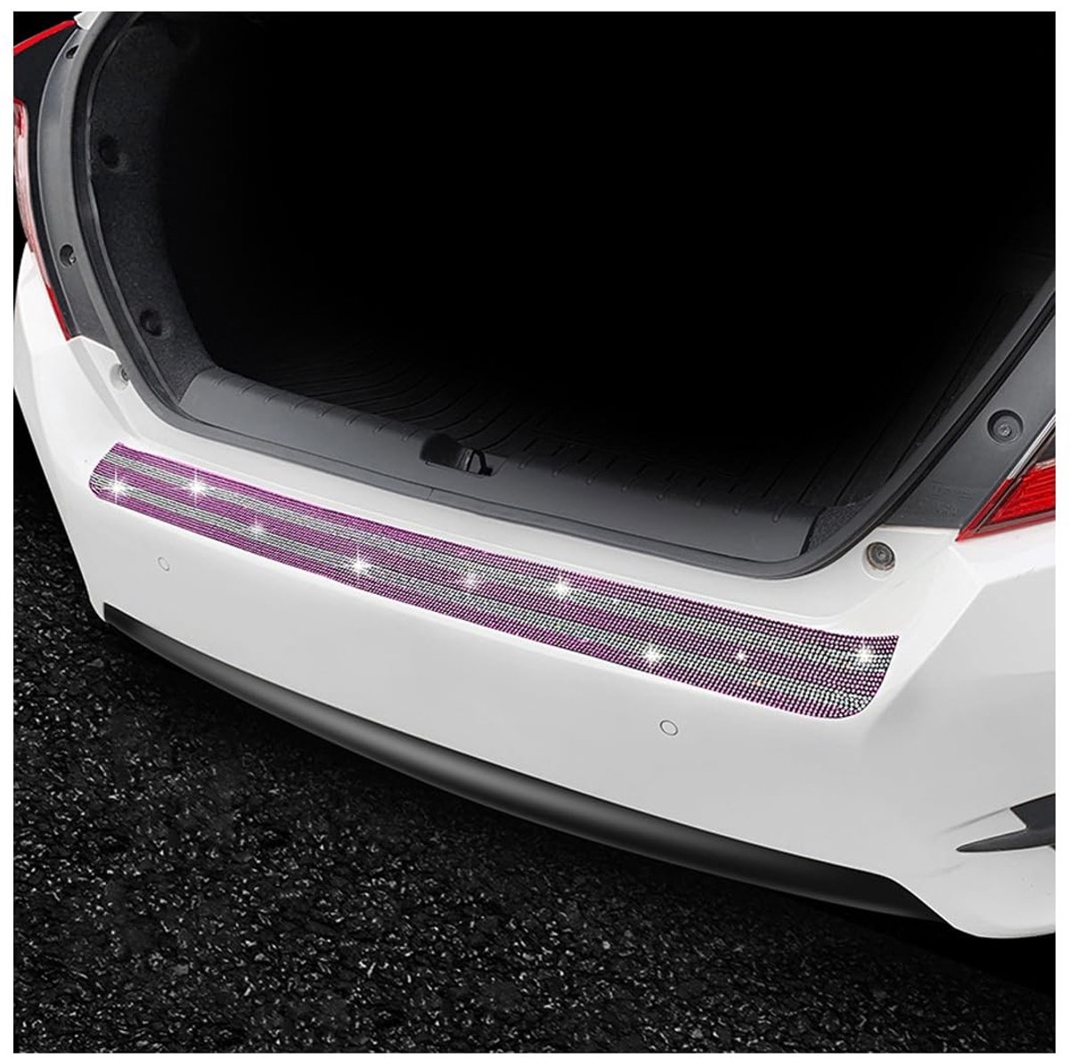 Dailygoods- Achterbumperbescherming - Krasbestendig - Zelfklevend - Zwarte/Roze/Rode/Blaue Diamanten - 84 x 7 cm - Versterkt Auto-uitstraling - Bumperstickers