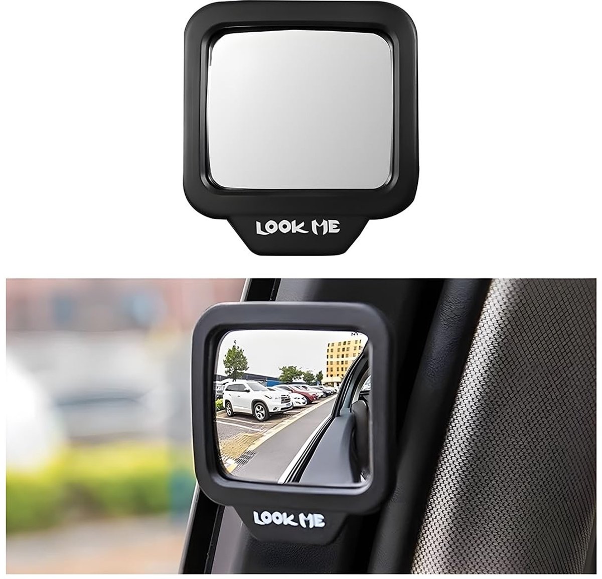 Dailygoods- Dodehoekspiegel HD-glas - Verstelbare Groothoekspiegel - Universeel - Auto/SUV/Vrachtwagen - 6,5 x 6,3 cm - Zwart - Observatiespiegel