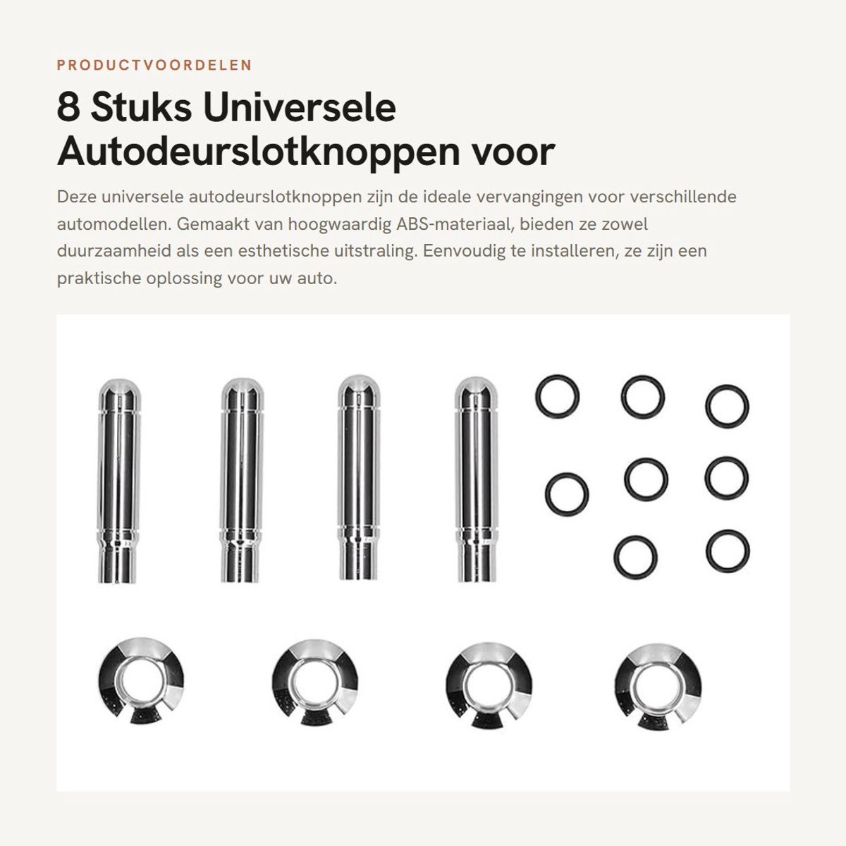 Dailygoods - 8 Stuks Universele Autodeurslotknoppen voor Diverse Modellen