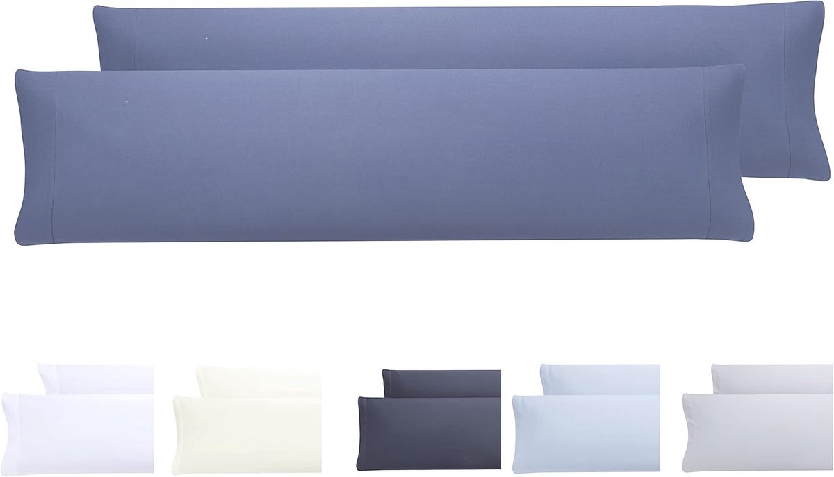 SnelShoppen - Set van 2 Hypoallergene Kussenslopen 120x40 cm - Extra Zachte Microvezel, Grijs Blauw, Ideaal voor Thuis, Camping en Kinderen