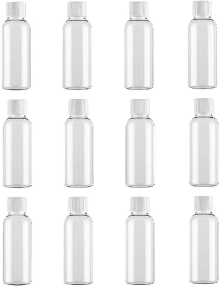 Dailygoods- Lege Flessen 12 Stuks - 30 ml - Draagbare Plastic Containers - Lichtgewicht/Onbreekbaar - Lekvrij - Ideaal voor Reizen - Reisset