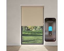 Eve Motionblinds (Matter) - Slim elektrisch rolgordijn voor binnen, app-/spraakbediening, schema's, verduisterend, oplaadbare accu, vrijhangend, schroefmontage, automatiseringen, vereist een hub, zand - 150x190cm