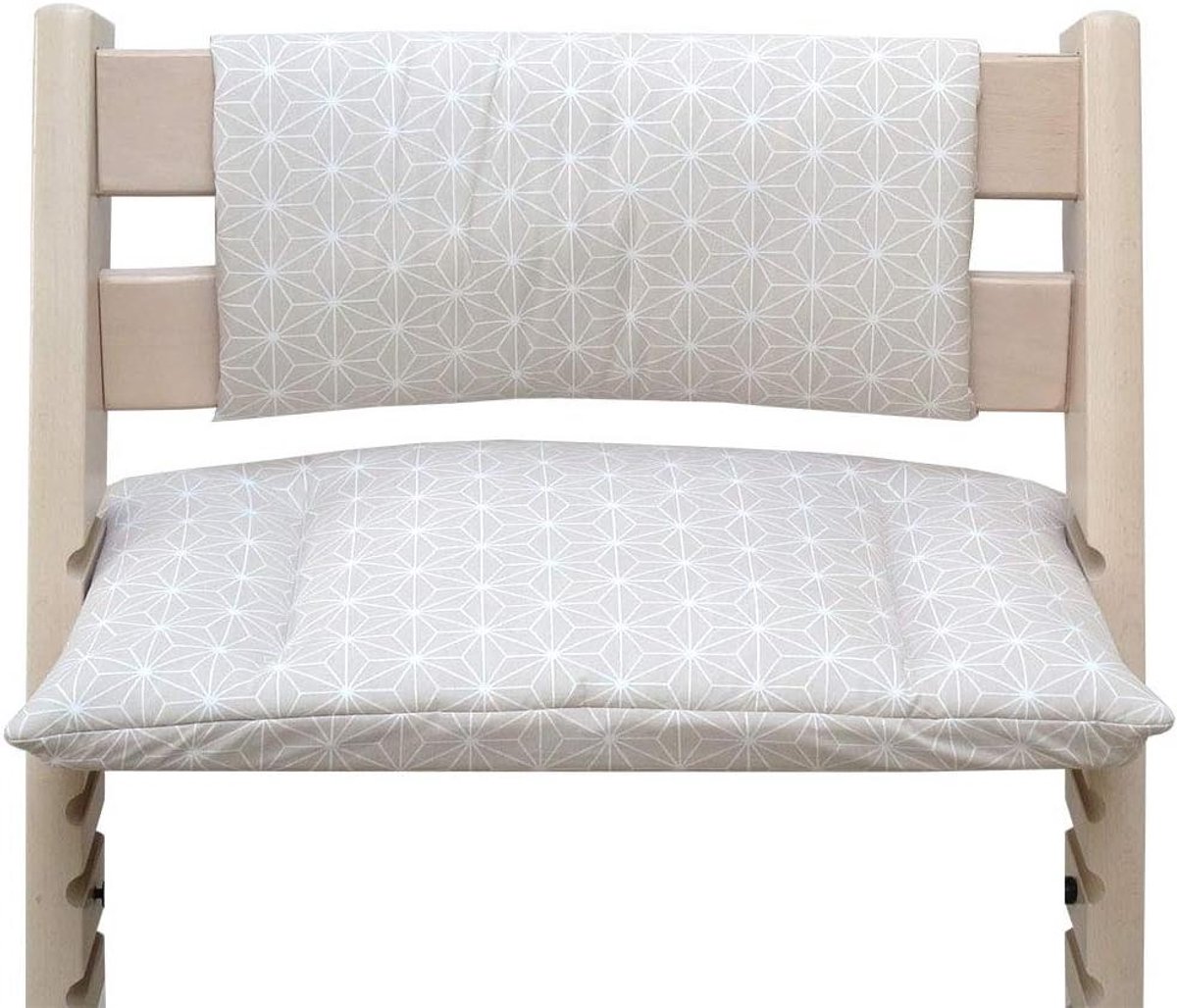 Kinderstoel Kussen - Stoelverkleiner - Comfortabel Zitten - Gemaakt in Hamburg - Set van 3 - Happy Star Beige