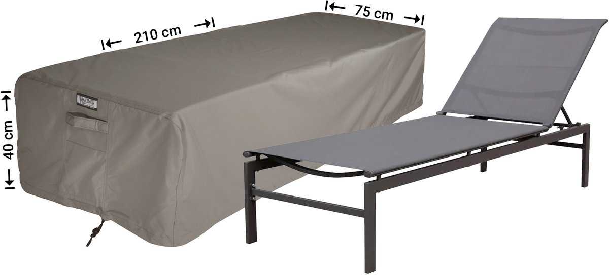 Raffles Covers Beschermhoes ligbed - 210 x 75 H: 40 cm - RSUN210 - Waterdicht - Ademend - UV-bestendig - Elastisch rijgkoord - Beschermhoes tuinmeubelen