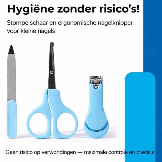 Ryoudavell - Baby Manicureset en Gezondheidsset - 13-in-1 Baby Care Kit - Medische Doseerlepel, Nagelknipper en Neusaspirator - Kraamcadeau Pakket - Blauw van Ryoudavell — afbeelding 4