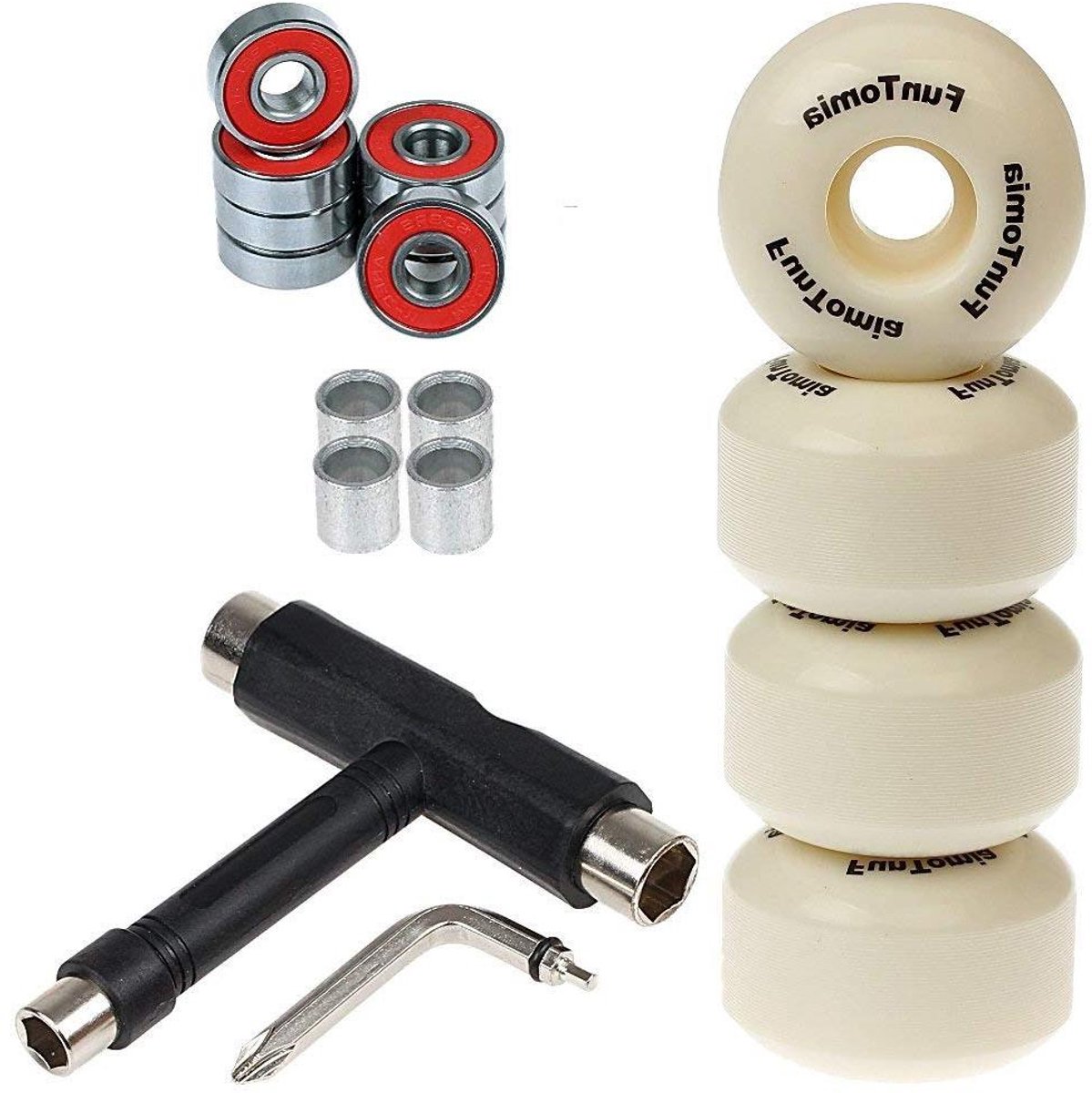 Skateboard wielen Onderdelen set Skateboarden Inclusief gereedschap 53 mm