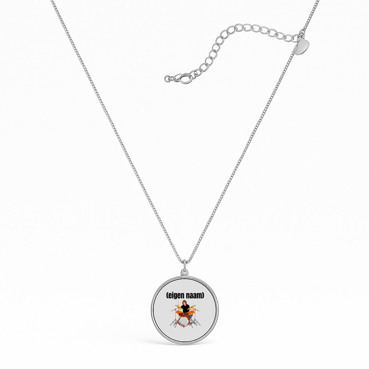 merk - drummer met drumstel met eigen naam ketting - Drummen - muziek liefhebbers - drummers - drumstel - verjaardag - cadeau - kado - ketting