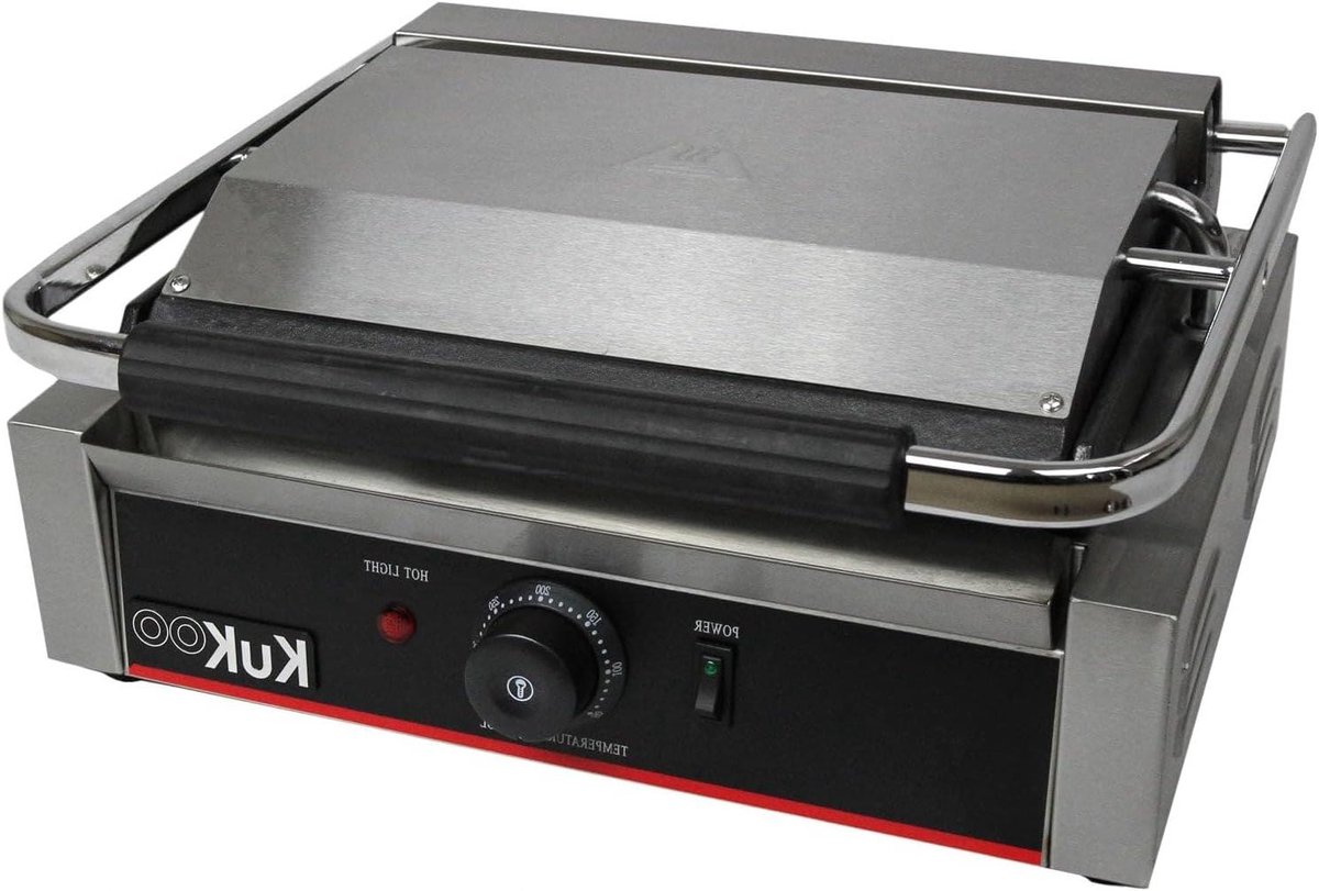 Contact Grill - Panini Maker - Gerecht Bereiden - Dubbele Grillplaten - 43 cm Breed - Zwart