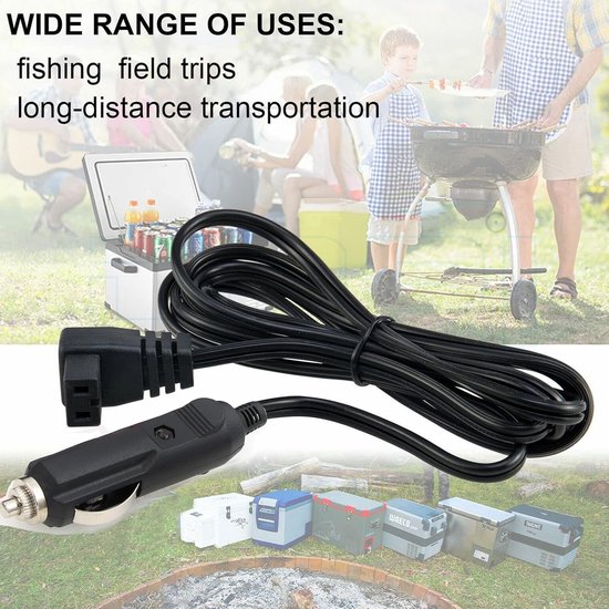 Koelbox Kabel - Voedingskabel Adapter - Reizen Koel Houden - 12V DC Aansluiting - 3 Meter - Zwart van Koelbox. — afbeelding 3