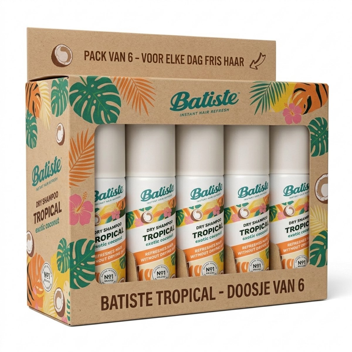 Bol.com 6x Batiste Droogshampoo Tropical Mini 50 ml - Voordeelverpakking aanbieding