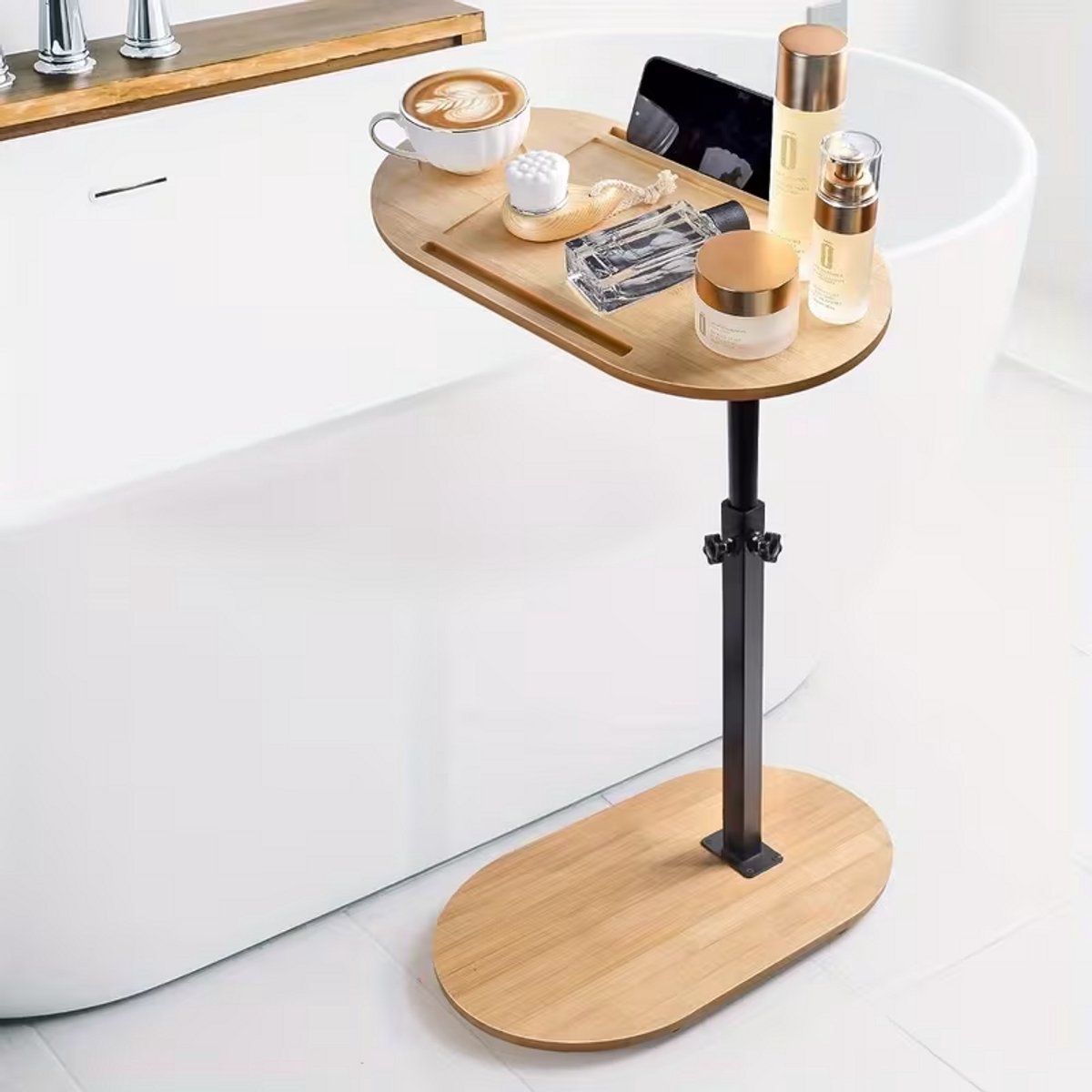 Badplank - Verstelbare Bedtafel - Badkamerplank - Tabletstandaard - In Hoogte Verstelbaar - Multifunctionele Dienbladtafel - voor Badkuipen, Slaapkamers en Woonkamers