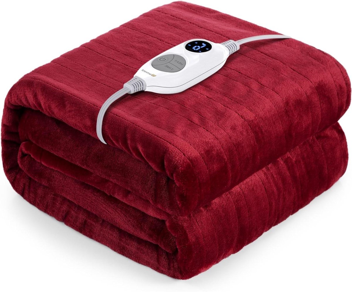 Elektrische deken - Warmtedeken - Ontspannen thuis - Automatische uitschakeling - 130 x 180 cm - Rood