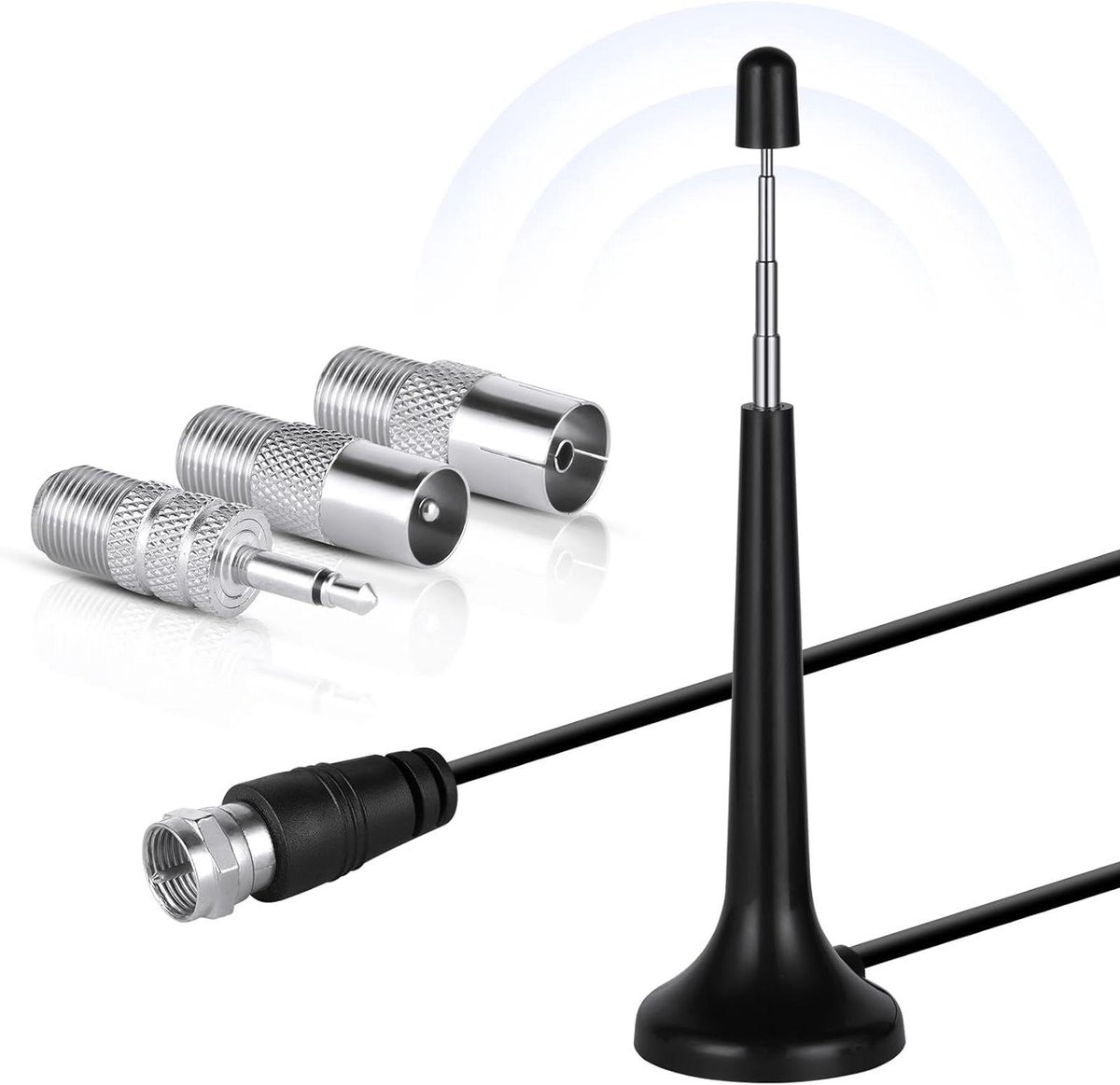 Radio Antenne - DAB FM Antenne - Betere Ontvangst - Magnetische Basis - 3 Meter Kabel - Zwart