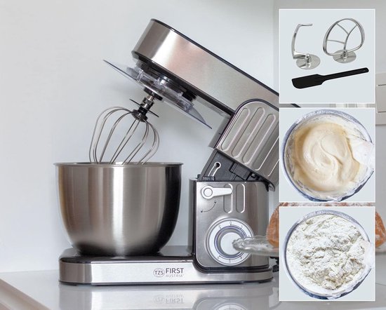 Keukenmachine - Mixer Staande - Bakken en Koken - 1300 Watt Kracht - 5 Liter Kom - Grijs — afbeelding 5