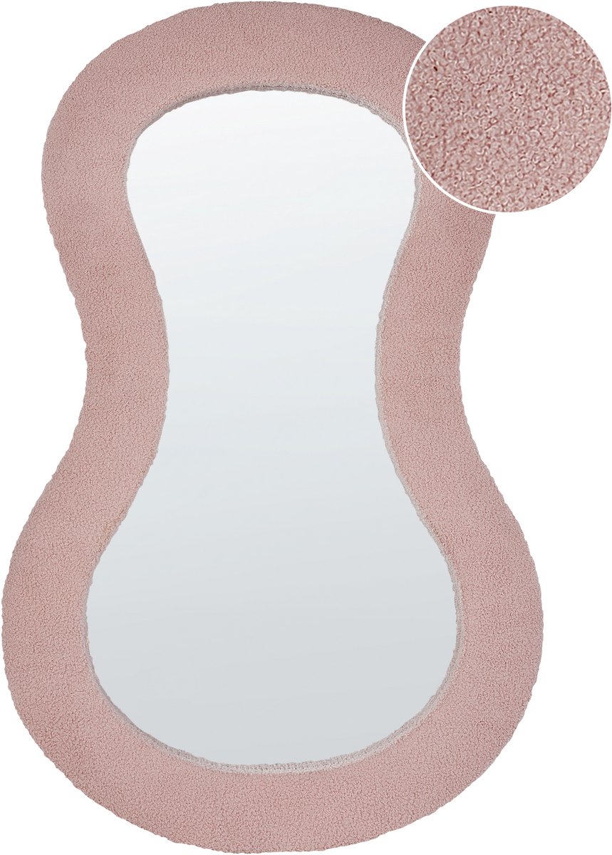 Beliani PLANCHEZ - Wandspiegel - Roze - 70 x 112 cm - Bouclé