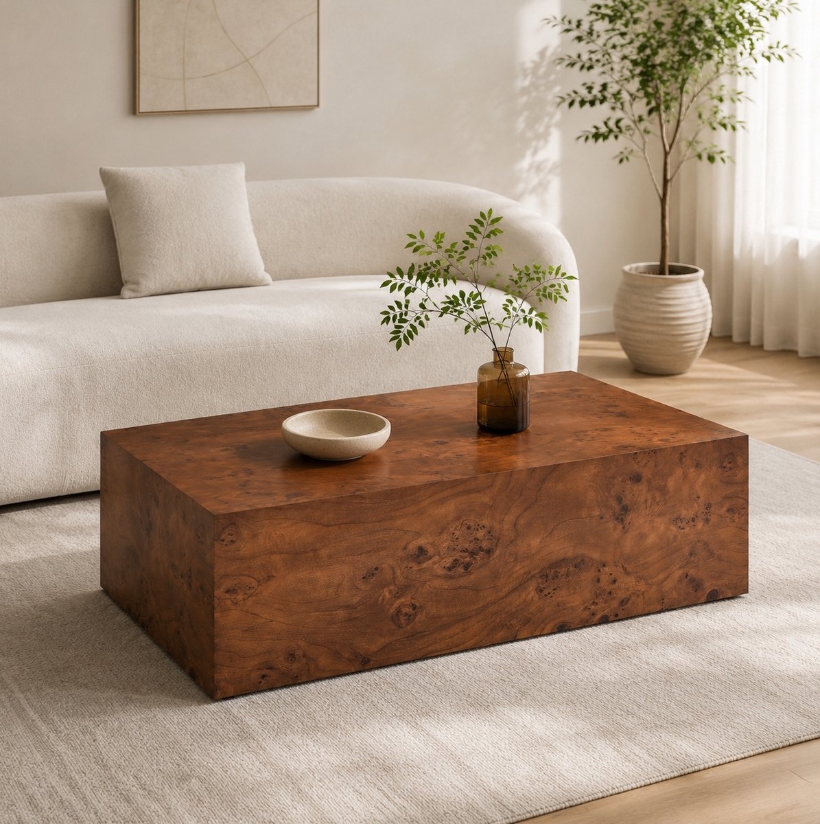 MIVRAY Salontafel - Minimalistisch Design Met Houtlook - Veelzijdig Voor Woonkamer En Als Bijzettafel - MDF - 100x59,5x38 Cm - Walnootkleur