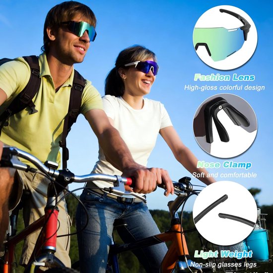 Sportzonnebril set van 3 - gepolariseerd - winddicht - ideaal voor outdoor activiteiten - SnelShoppen — afbeelding 5