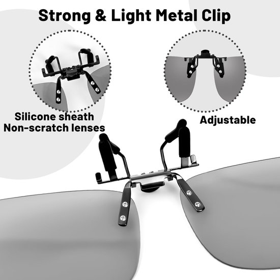 SnelShoppen - Fotocromatische Flip-Up Clip-On Zonnebril voor Heren en Dames - UV400 Gepolariseerde Lichtadaptieve Lenzen, HD Zicht, Ideaal voor Autori van snelshoppen — afbeelding 5