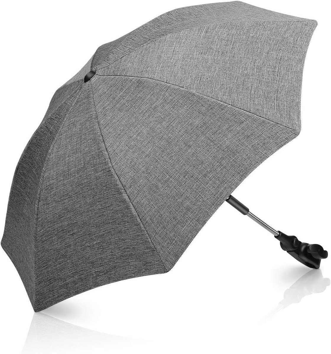 Thijox - Kinderparasol UV-parasol voor Kinderwagens en Buggy's, Clip-on Zonneparaplu met Verstelbare Bevestigingsklem, Grijs, 78 cm Diameter, 2 Piece