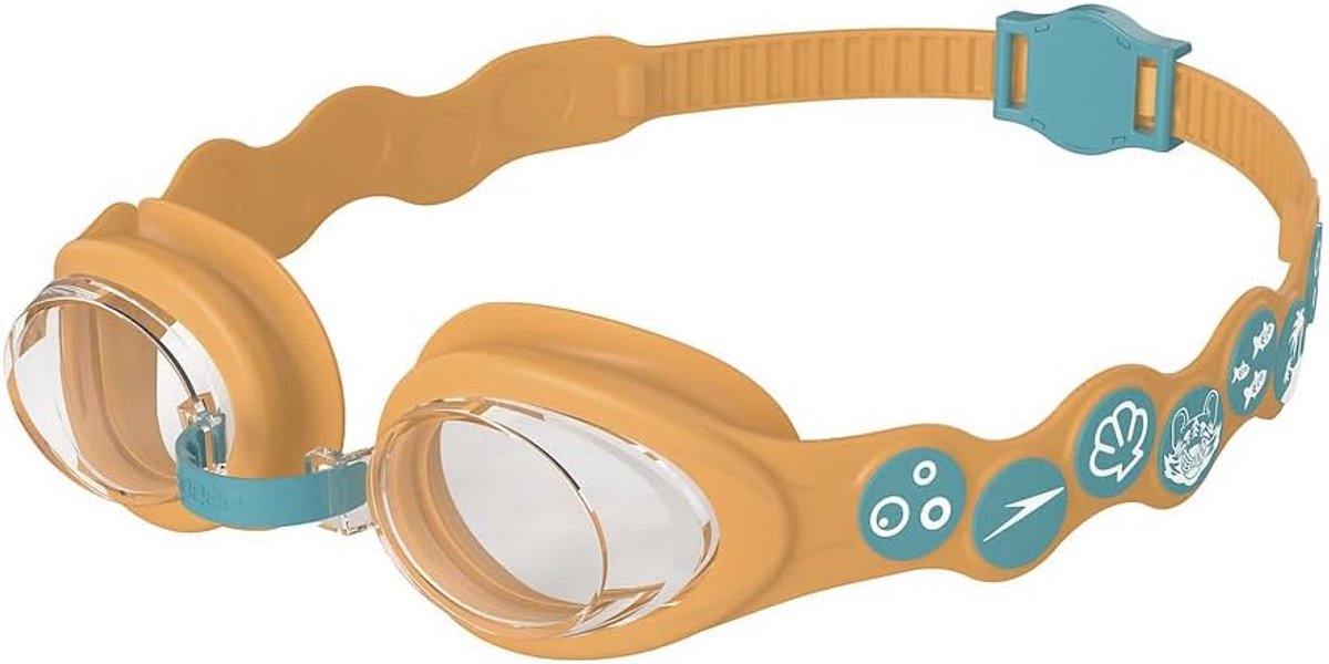 Thijox - Speedo Infant Sea Squad Spot Zwembril voor Kinderen | Leren Zwemmen | Verstelbare Riem | Comfortabele Pasvorm, Aquarium/Aanadi Orange/Clear,