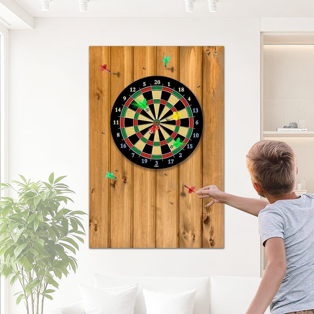 Dartbord Wandbeschermer van Hout, Zelfklevende Wandbescherming, Dart Surround voor Thuis en Buiten, Ideaal voor Dartliefhebbers en Spelers
