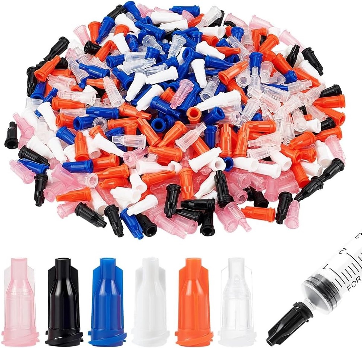 480 Stuks Plastic Spuit Tip Caps in 6 Kleuren - 4 mm Binnendiameter voor Lekvrije Dosering en Compatibiliteit met Slotspuiten