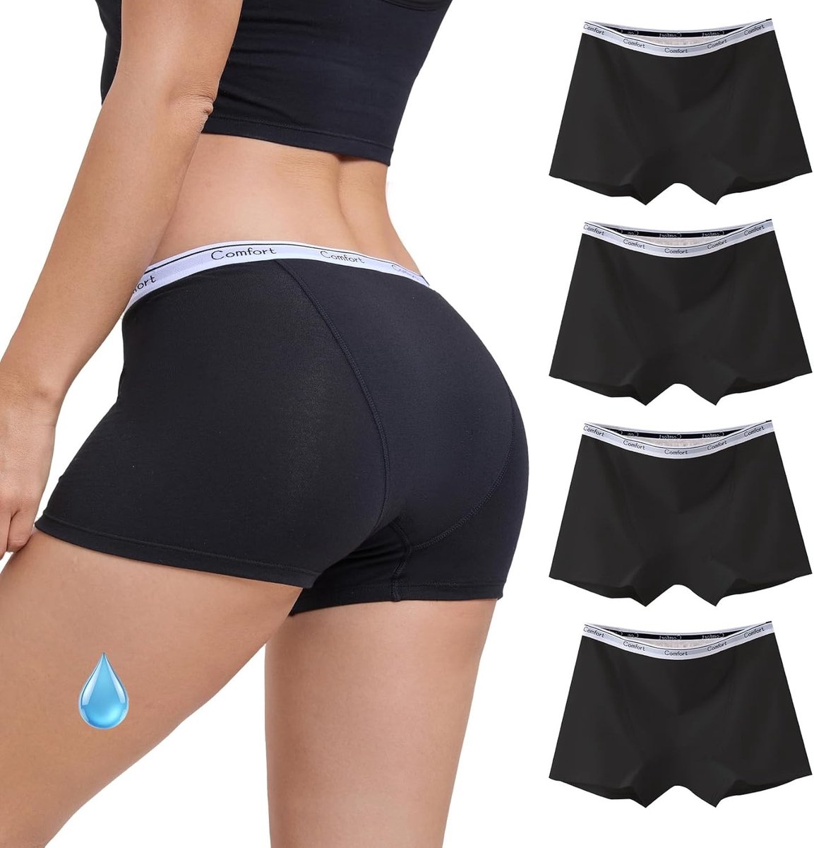 Hoge Taille Menstruatieondergoed van Katoen voor Vrouwen - Absorberende, Ademend en Wasbare Boxer Shorts - Beschermend en Lekvrij Ondergoed voor Zware Menstruatie
