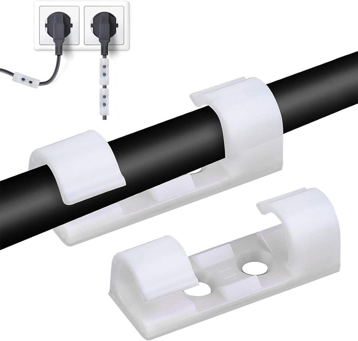 Thijox - 60 Stuks Zelfklevende Kabelhouders, Kabelclips, Kabelklemmen, Kabelmanagement, Lichtclips, Kabelorganizer, Wit, ABS Kunststof, 30x10x10 mm vo