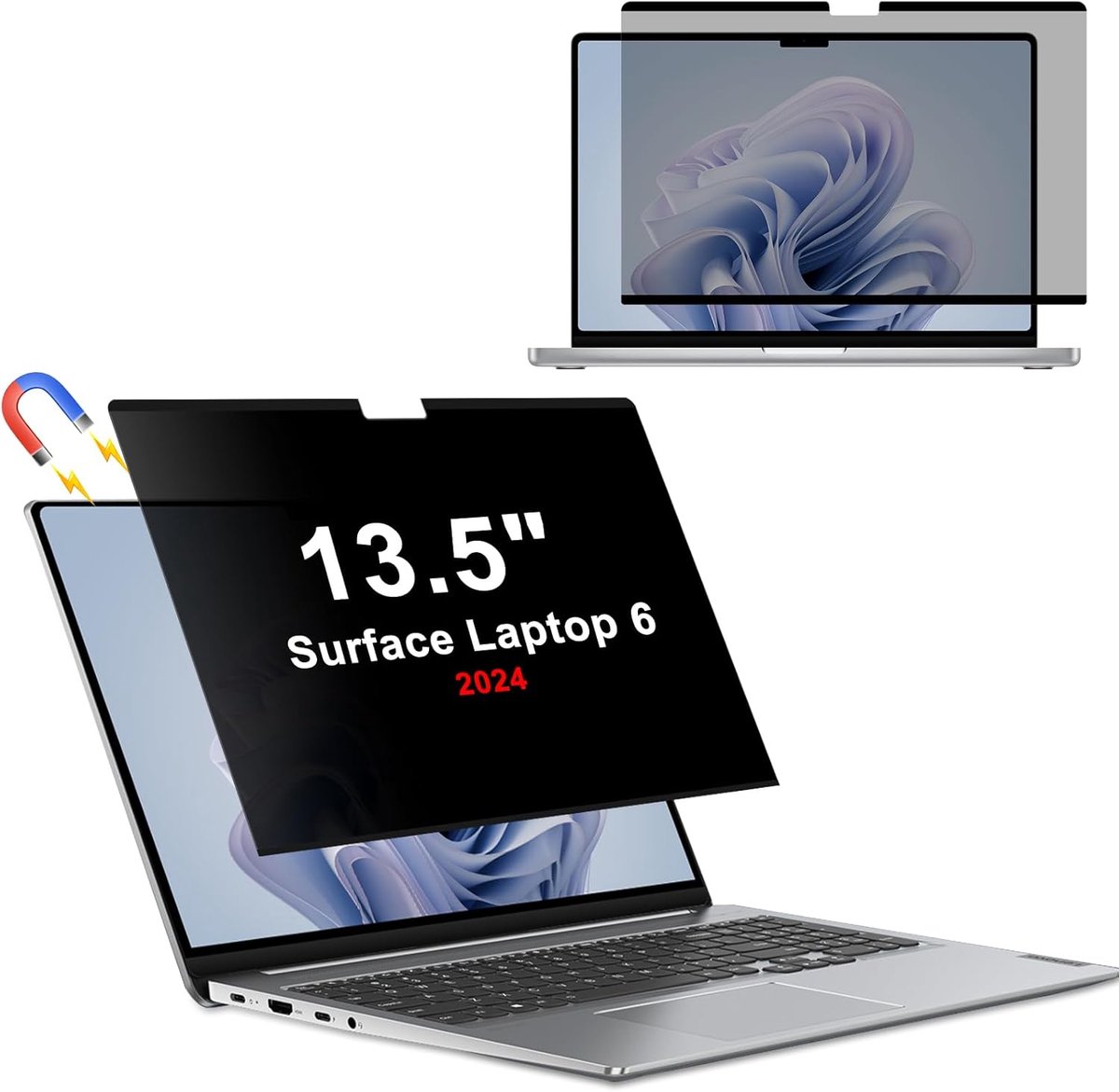 SnelShoppen - Magnetisch Privacyfilter 13.5 Inch voor Laptop, Anti-Blauw Licht, Antireflectie, Afneembaar Scherm voor Microsoft Surface Laptop 6/5/4/3