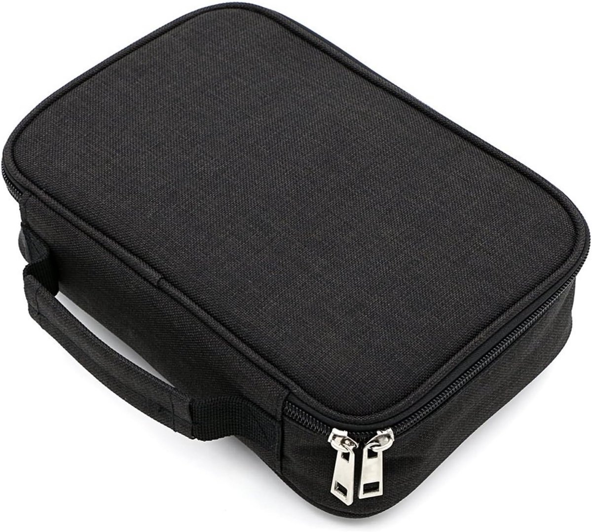 SnelShoppen - Pencil Case Zwart 23x16x7 cm - Grote Capaciteit Schooletui - Multifunctionele Make-uptas van Duurzaam Polyester met 3 Afneembare Vakken